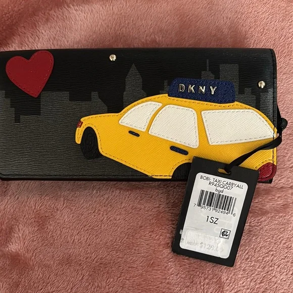 Beautiful DKNY NWT Bobi Taxi carryall wallet black with taxi cab & heart design. - Picture 5 of 5